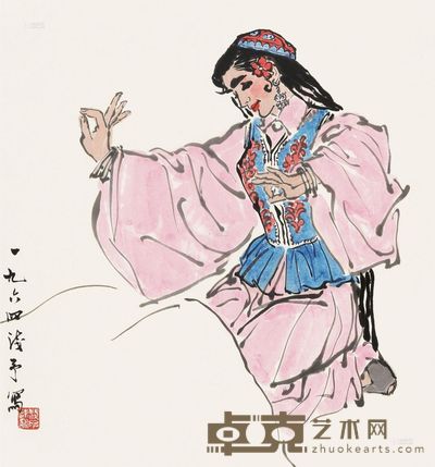 叶浅予 女红图 70×64cm