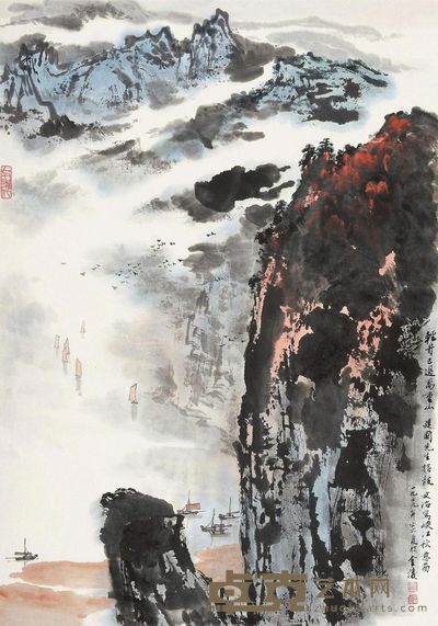 宋文治       峡江秋意图 69×48cm