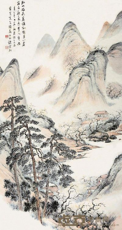 褚健秋 辛巳 华秋岳诗意图 149×78cm