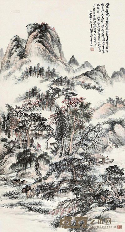 赵云壑 乙丑 策杖寻秋图 149×81cm