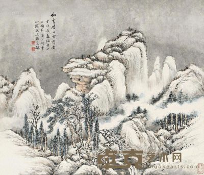 张石园     丁卯  雪霁图 30.5×35cm