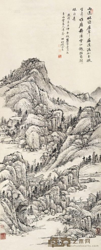 钱维乔     辛丑（1781）年作 雨过林峦 立轴 水墨纸本 110×44cm