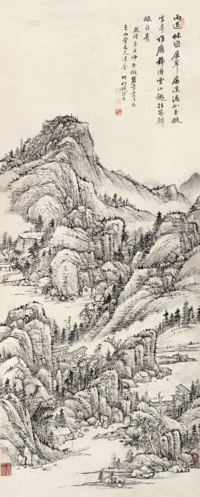 钱维乔     辛丑（1781）年作 雨过林峦 立轴 水墨纸本