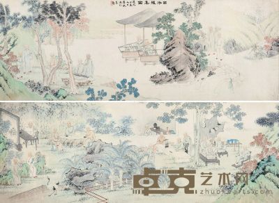 蒋敬     甲辰（1844）年作 西泠雅集图 手卷 设色纸本 45×224.5cm
