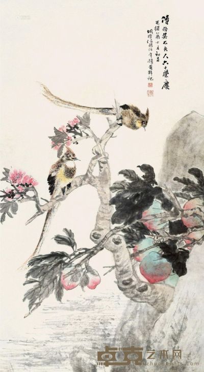 任颐     乙酉（1885）年作 桃寿图 立轴 设色纸本 146.5×80cm