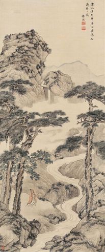 陈祼     松溪飞瀑 立轴 设色纸本