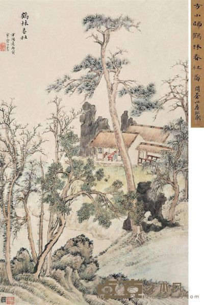 方士庶     丙寅（1746）年作 鹤林春社 立轴 设色纸本 64.5×39.5cm