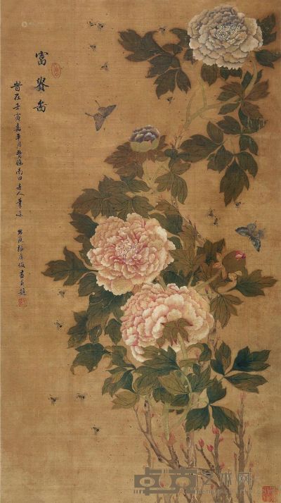 张广俊     壬寅年作 富贵图 立轴 设色绢本 91.5×45.5cm