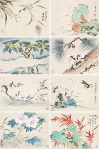 翟继昌     甲戌（1814）年作 花鸟集册 册页 （八开） 设色纸本