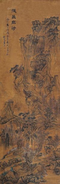 蓝瑛 （款）    癸巳（1653）年作 秋山高峙 立轴 设色绢本