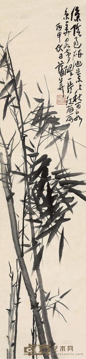 蒲华     丙申（1896）年作 墨竹图 屏轴 水墨纸本 132×32cm
