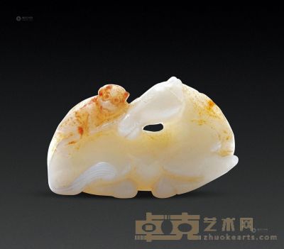 清 白玉马上封侯 高4cm；长6cm