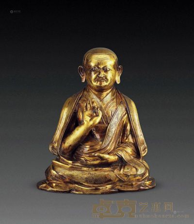清中期 铜鎏金上师佛像 高40cm