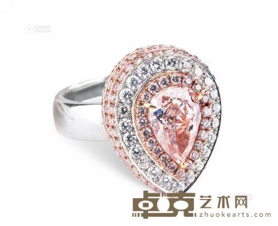1.71克拉淡粉色钻石配钻石戒指 