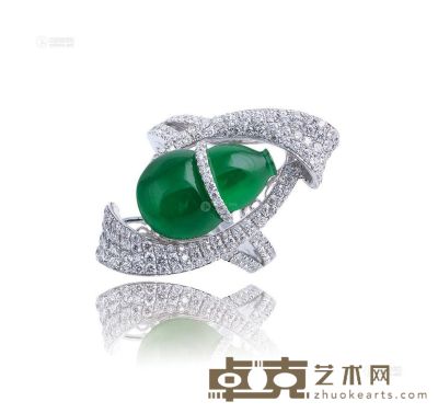 缅甸天然翡翠葫芦配钻石戒指 