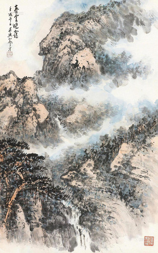 俞子才  春云晓霭