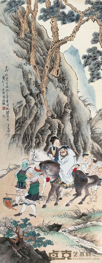 徐燕孙 1939年作 钟馗嫁妹 146.5×58cm