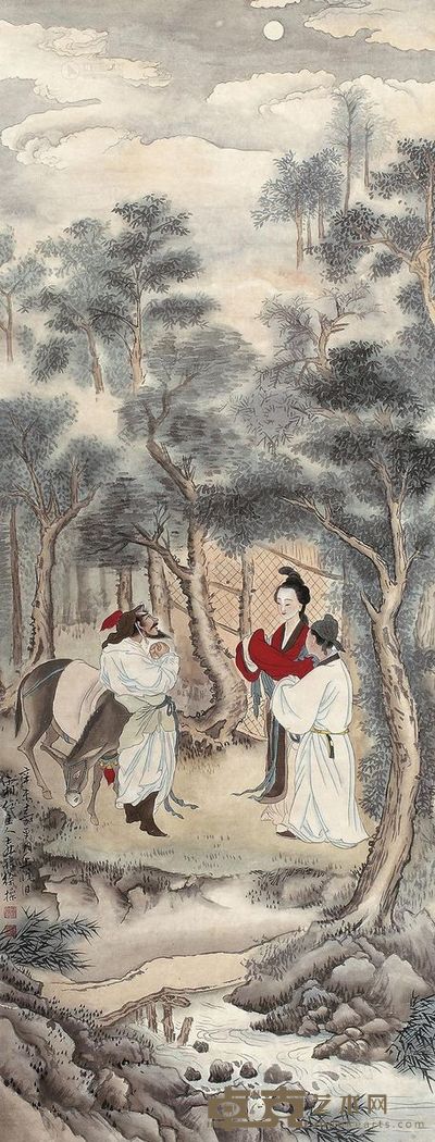 徐燕孙 1931年作 风尘三侠 128×49.5cm