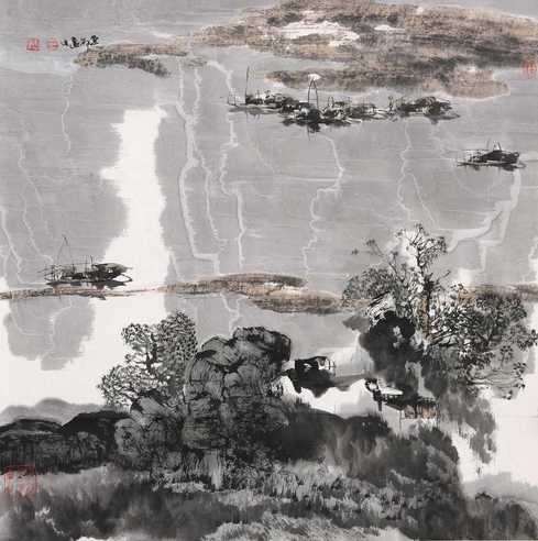 水乡 镜心 设色纸本