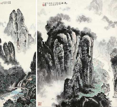 1981年作 黄山云峰 立轴 设色纸本