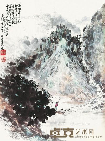 林光 山水 未裱 设色纸本 28.5×21.5cm
