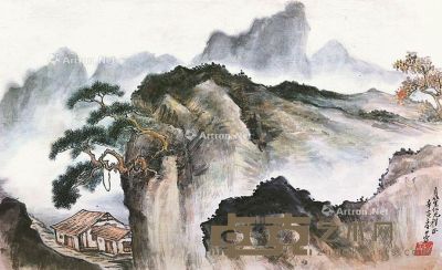 黄祖裕     1971年作 山水 未裱 设色纸本 20.5×30cm