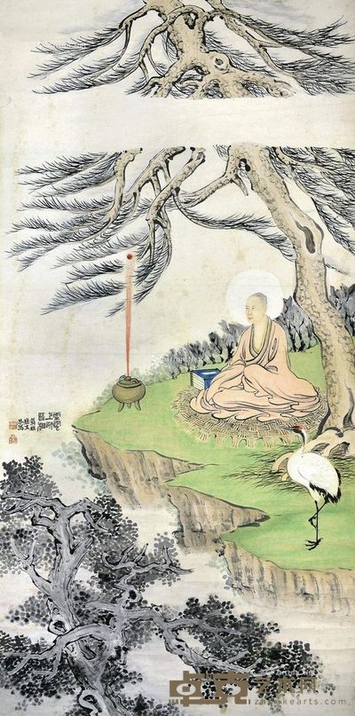 龚植 虚云法师造像 立轴 设色纸本 136×68cm