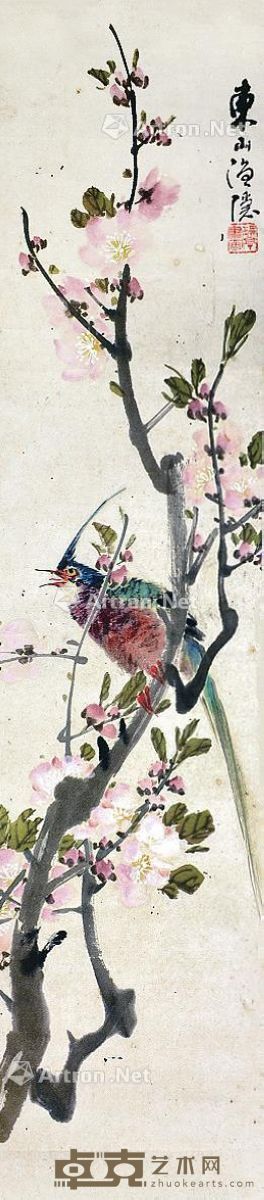 林嘉 寿眉 镜框 设色纸本 87×17.5cm
