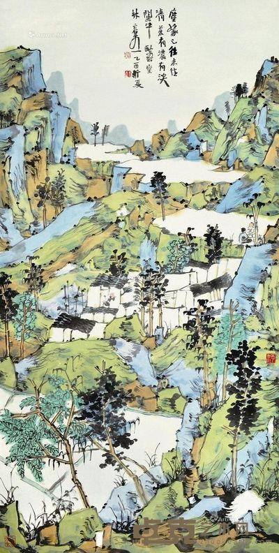 林容生 2005年作 山水 镜片 设色纸本 138×70cm