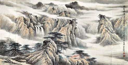 董希源     1993年作 幽壑松云 未裱 设色纸本