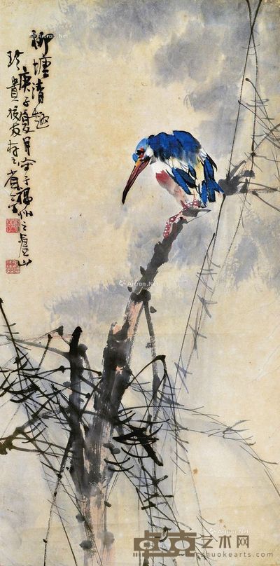 宋省予 1960年作 柳塘清趣 立轴 设色纸本 68×34cm