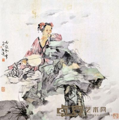 郭东健     1985年作 幽韵如云 镜框 设色纸本 66×65.5cm