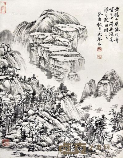 吴琴木     1933年作 山水 镜框 水墨纸本 35×27cm