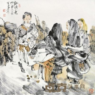 张江舟     2008年作 和顺边地图 立轴 设色纸本 68×68cm