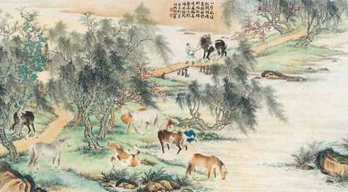 八骏图 （一件） 镜框 纸本