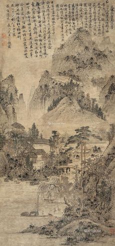 沈周     丁未（1487年）作 江干送别图