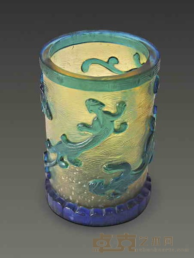 螭虎纹套料小笔筒 高11.5cm 直径8cm