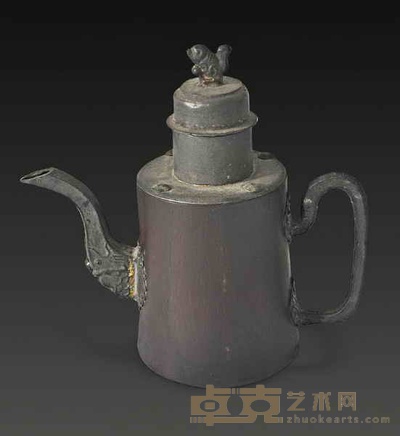 镶锡紫檀木酒壶 高18cm 直径18cm