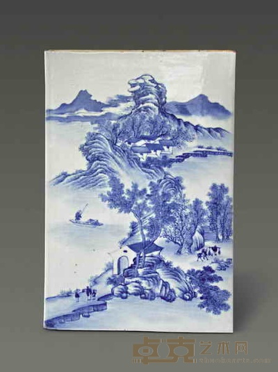 山水图瓷板 高38cm 宽26cm