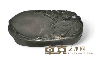 龙虎纹随形砚 长24.8cm 宽17.6cm 厚4.4cm