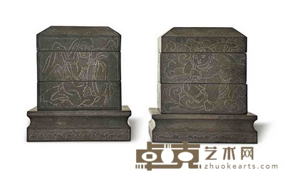 函形套砚 底座长10.2cm 宽10.2cm 高11.3cm