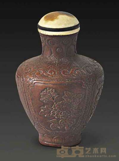 四开光梅兰竹菊纹匏器小瓶 高10cm