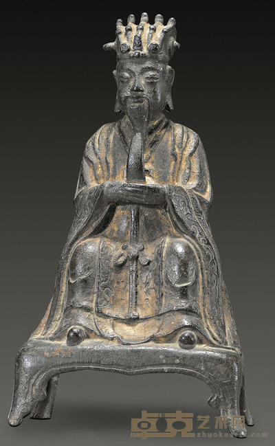 道教真人铜造像 21×11.5cm