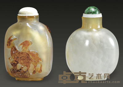 冰糖玛瑙鼻烟壶 L5.5L6.5cm