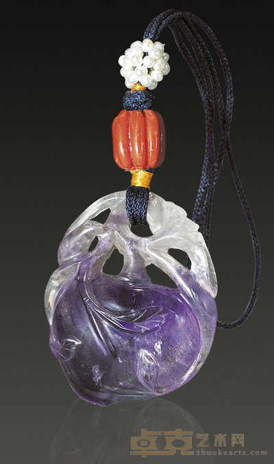 紫晶寿桃吊坠 H3cm
