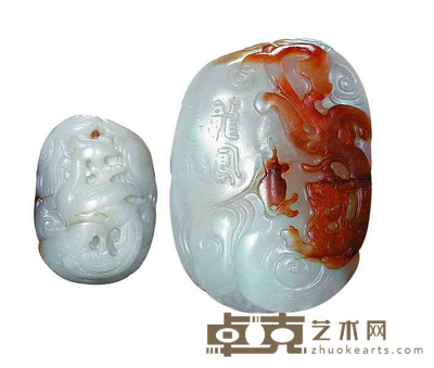 红皮巧作白玉龙凤佩 L4.5