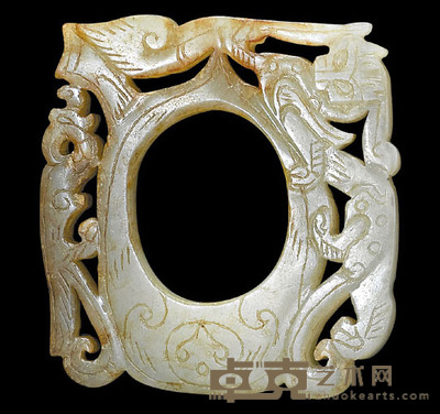 龙凤纹鸡心佩 4.3×4.1cm