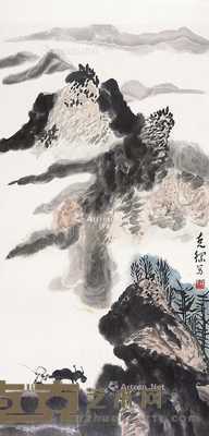 山水 64×32cm