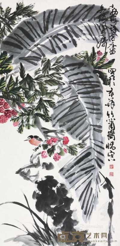 红荔翠鸟 135×66cm