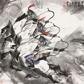 杨力舟     1991年作 白马篇诗意图 立轴 设色纸本